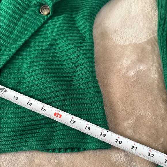 Lauren Ralph Lauren Green Ribbed Wrap Cardigan Sweater Petite Small - Picture 6 of 10